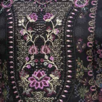 Stitched Black Dhanak Suit with Purple Floral Dupatta