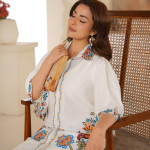 Eid al-Fitr Collection – Stitched 2 Piece Lawn (White with Multicolor Floral Embroidery)