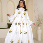 Eid al-Fitr Collection – Stitched 2 Piece Cotton (White with Yellow Floral Embroidery)