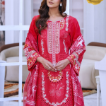 Radiant Red Eid Ensemble – Lawn Embroidered 3PC