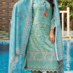 Stitched Teal Dhanak Suit with Pink Embroidery & Dupatta