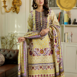 “Mahira Gulnaar” – Embroidered Winter Cotton 3-Piece Stitched Suit