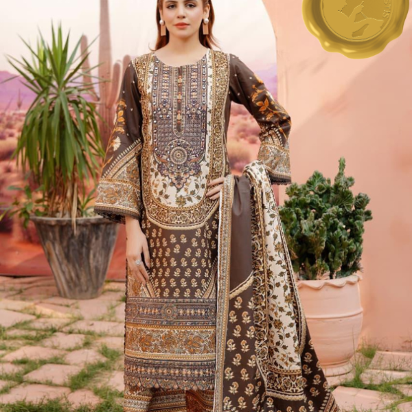 Desert Bloom – Embroidered Khaddar 3-Piece Suit