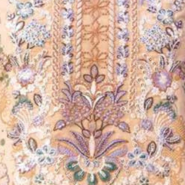 Stitched Peach Dhanak Suit with Printed Dupatta & Embroidery