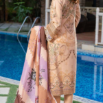 Stitched Peach Dhanak Suit with Printed Dupatta & Embroidery