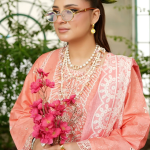 Stitched Peach Embroidered Winter Corduroy 3-Piece Suit