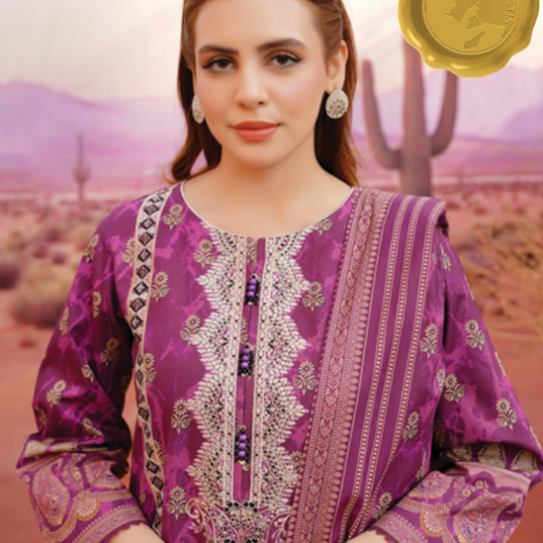 “Sahar” – Embroidered Khaddar 3-Piece Stitched Suit