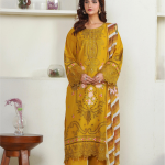 Eid al-Fitr Collection – Stitched Mustard Embroidered Lawn 3 Piece