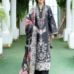 Stitched Black Embroidered Winter Corduroy 3-Piece Suit