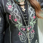 Stitched Black Embroidered Winter Corduroy 3-Piece Suit