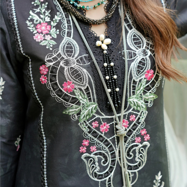 Stitched Black Embroidered Winter Corduroy 3-Piece Suit
