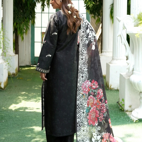 Stitched Black Embroidered Winter Corduroy 3-Piece Suit