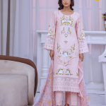 Light Peach Lace-Embellished Embroidered Lawn – Eid al-Fitr Edition