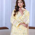 Eid al-Fitr Lawn Embroidered Dress – Cream Yellow