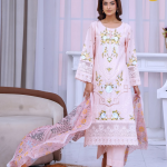 Light Peach Lace-Embellished Embroidered Lawn – Eid al-Fitr Edition