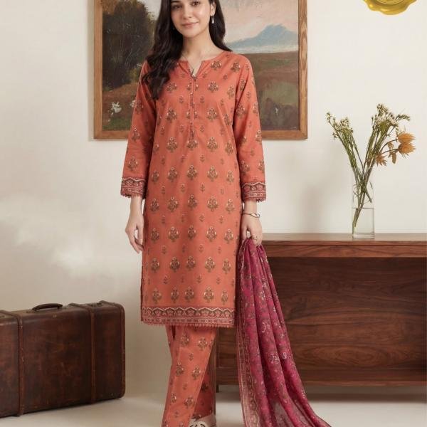 Printed Lawn 3-Piece Stitched Suit