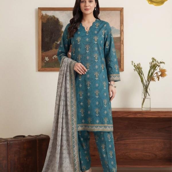 Printed Lawn 3-Piece Stitched Suit