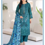 Teal Radiance – Blush Bloom Dhanak Formal