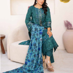 Teal Radiance – Blush Bloom Dhanak Formal