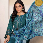 Teal Radiance – Blush Bloom Dhanak Formal